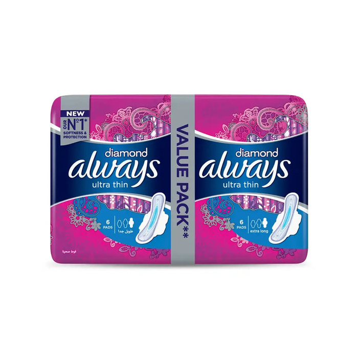 Always Pak Diamond Ultra Thin Extra Long 12cs