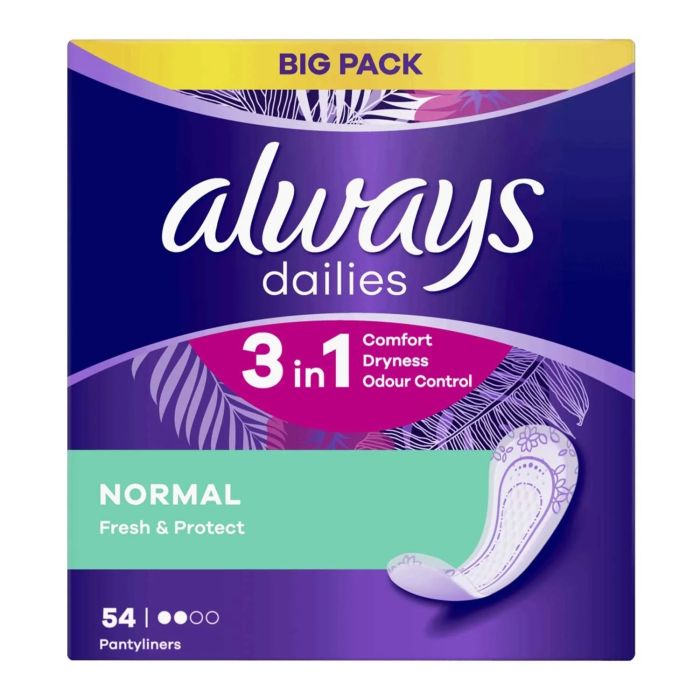 Always Dailies 3in1 54 Pantyliners Normal Fresh & Protect