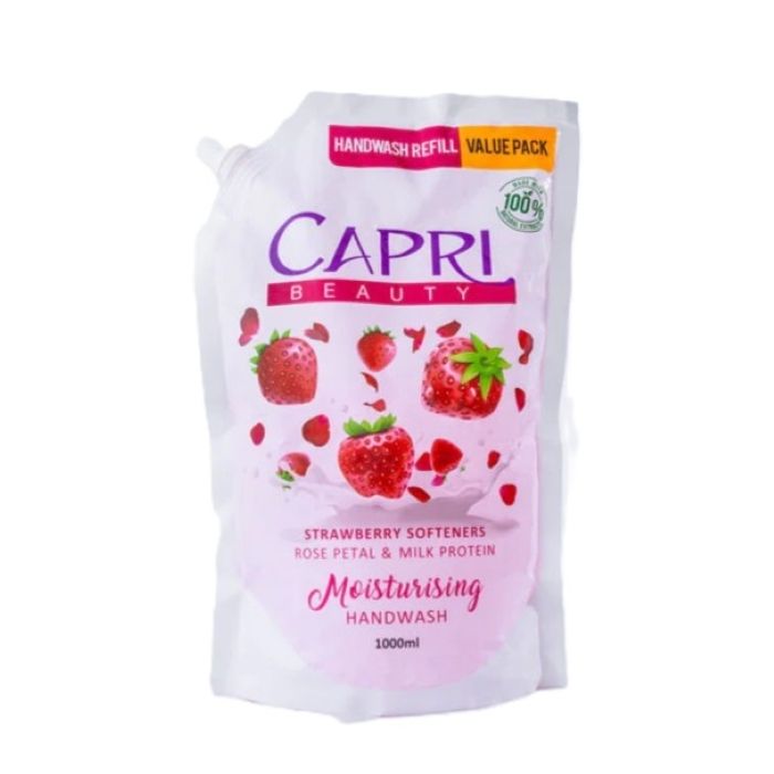 Capri handwash 1000ml refill strawberry & rose petals