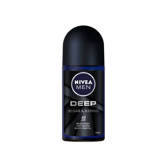 Nivea Men Roll On 50ml Deep Black Charcoal Segar & Kering